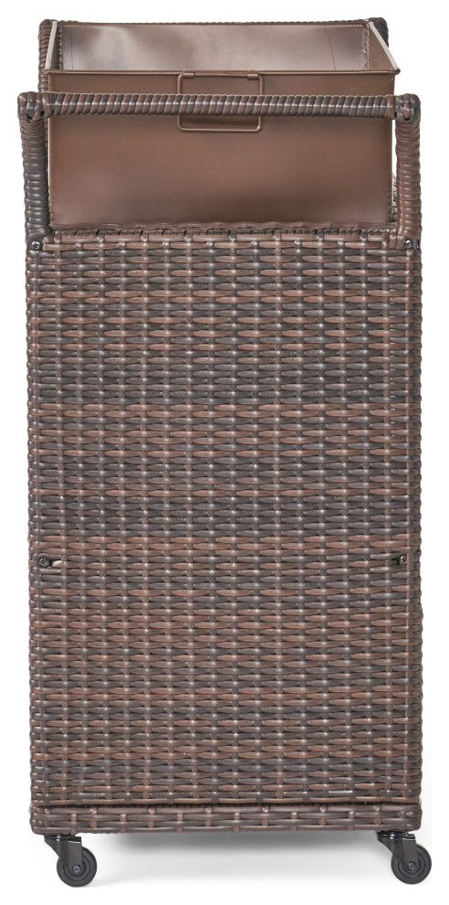 GDF Studio Maja Multibrown Wicker Bar Cart