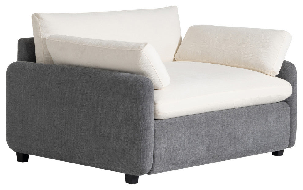 GDF Studio Oversized Chenille Upholstered Accent Armchair With Pillows, Gray
