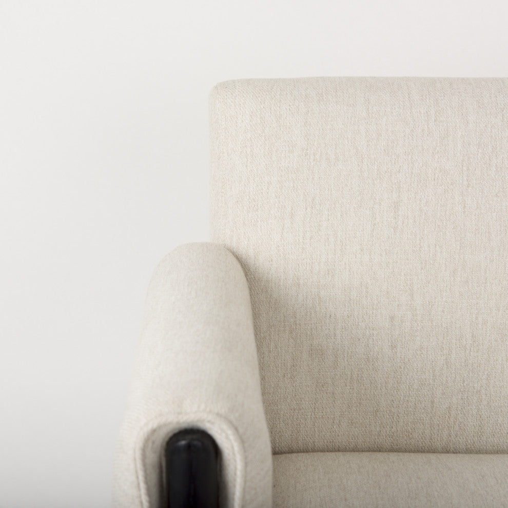 Ashton Beige Twill Fabric w/ Black Solid Wood Accent Chair