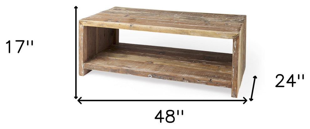 Light Brown Solid Wood Coffee Table