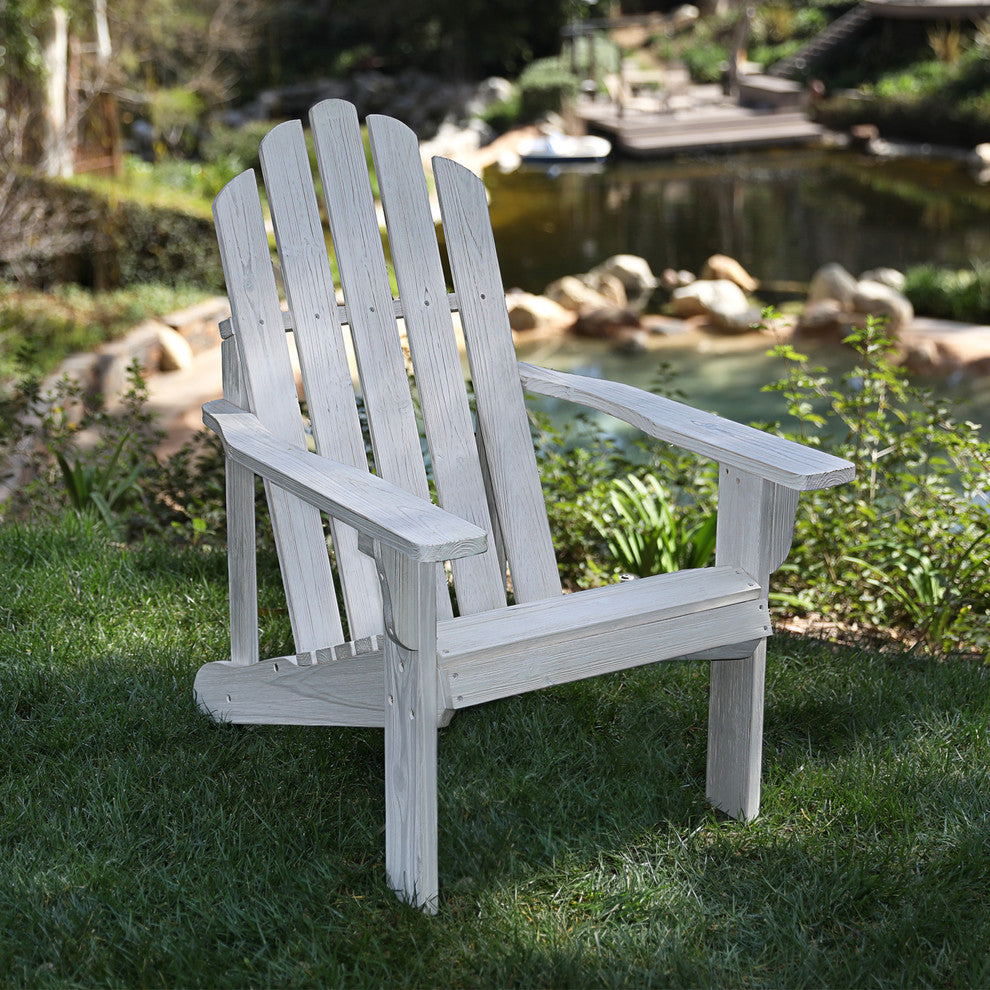 Rustic Adirondack Chair, Distressed White