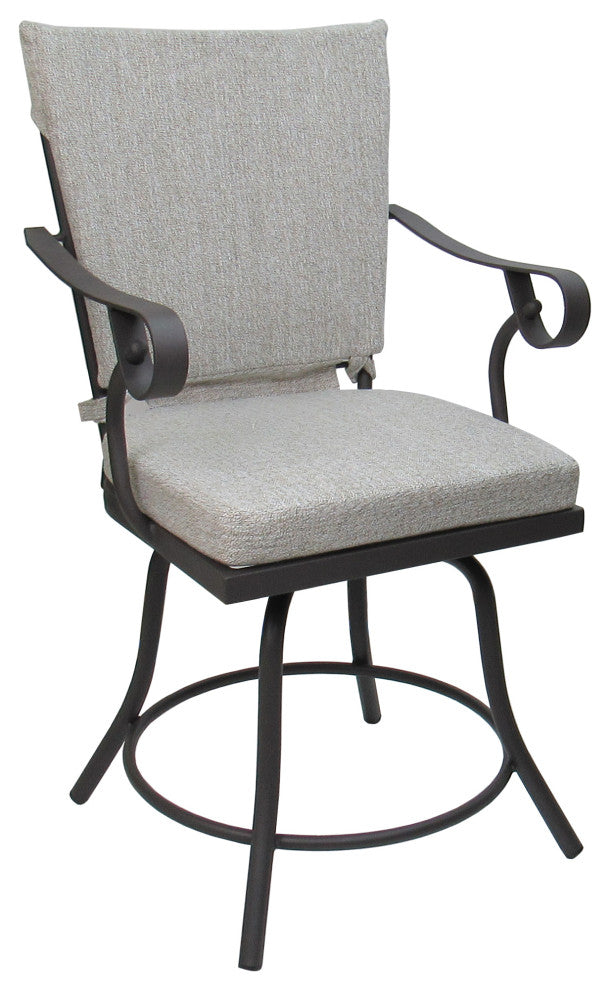 Outdoor/Indoor Patio Dinette Swivel Jamey Chair, White Linen Gray