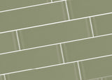 Metro 3"x 12" Glass Subway Tile,Glossy Jade Green, Set of 40