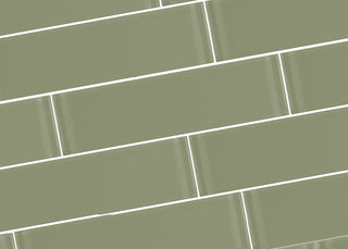 Metro 3"x 12" Glass Subway Tile,Glossy Jade Green, Set of 40