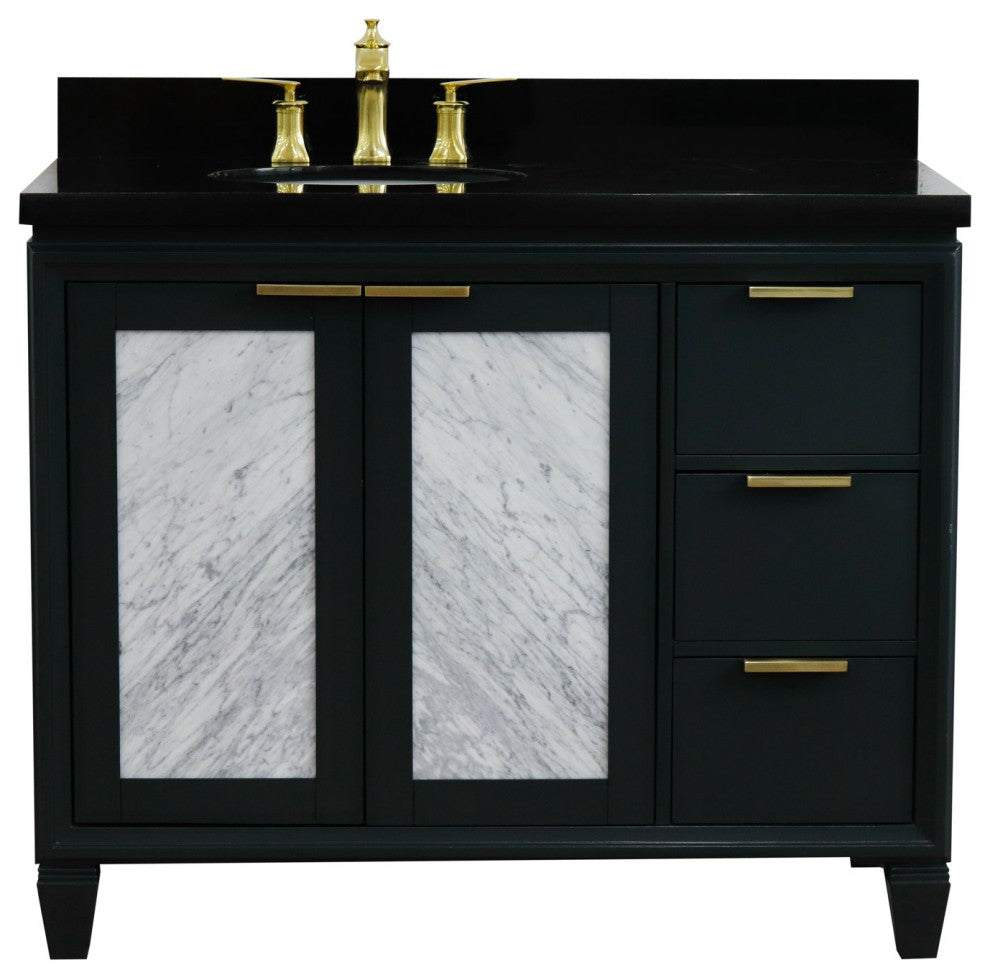 43" Single Vanity, Dark Gray Finish With Black Galaxy