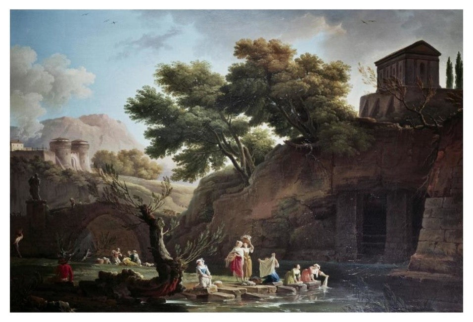 "Paysage Marine Blanchisseuses" Paper Print by Claude-Joseph Vernet, 24"x17"