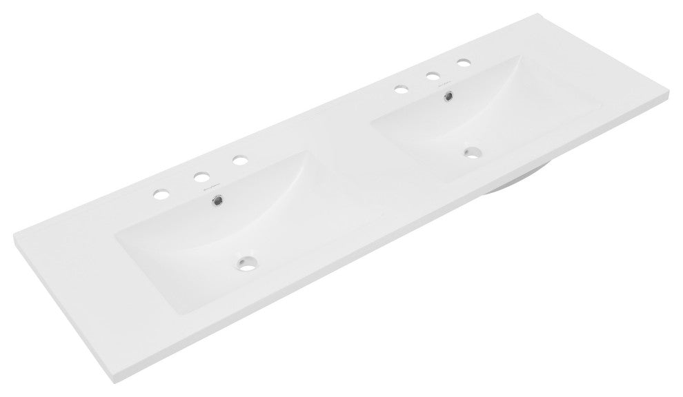 60" Vanity Top Bathroom Sink With 3 Holes