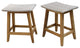 Teak and Wicker Saddle Stools, Set of 2