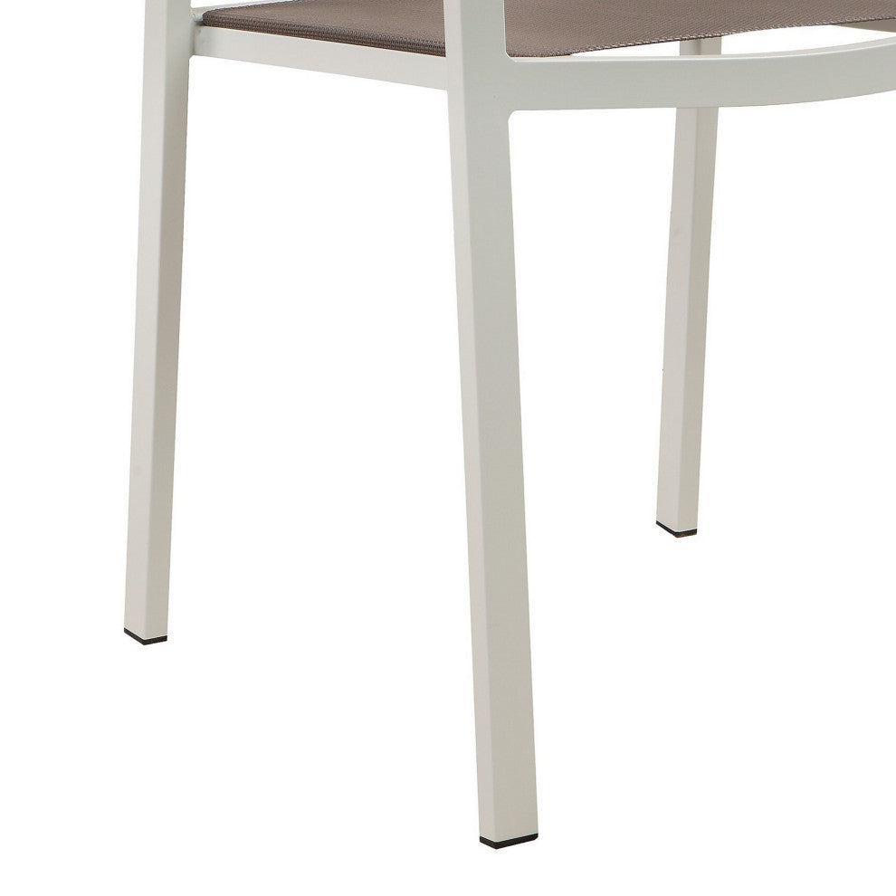Benzara BM287791 Fifi 21" Set of 6 Dining Chairs, Aluminum Frame, Gray Fabric