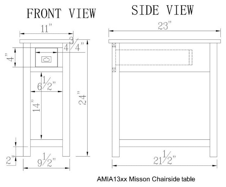 Mission Chairside Table, Espresso