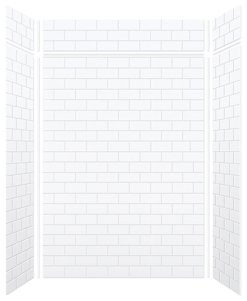 Transolid SaraMar 60"x36"x96" 6-Piece Shower Wall Kit with Extension, White