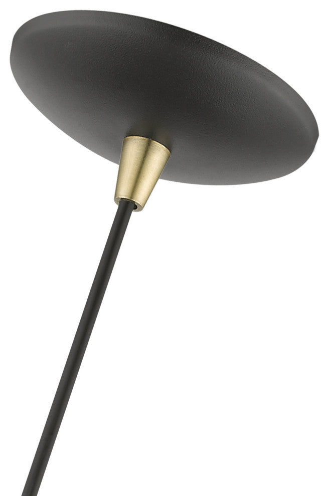 Linz 1 Light Textured Black With Antique Brass Accents Pendant