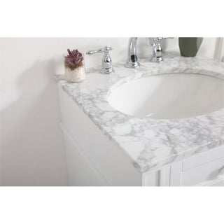Elegant Decor Park Avenue 21" Metal MDF Marble Single Bathroom Vanity in White