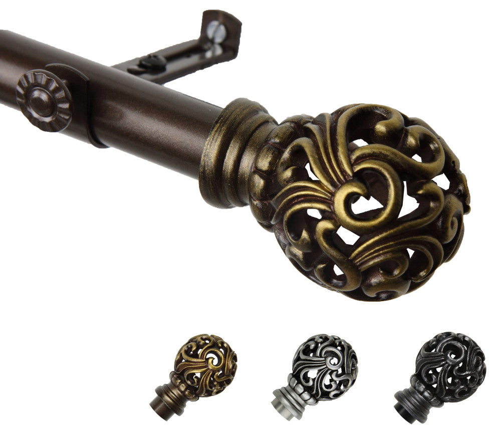 Laurie 13/16" Diameter Curtain Rod, Cocoa, 18-28"