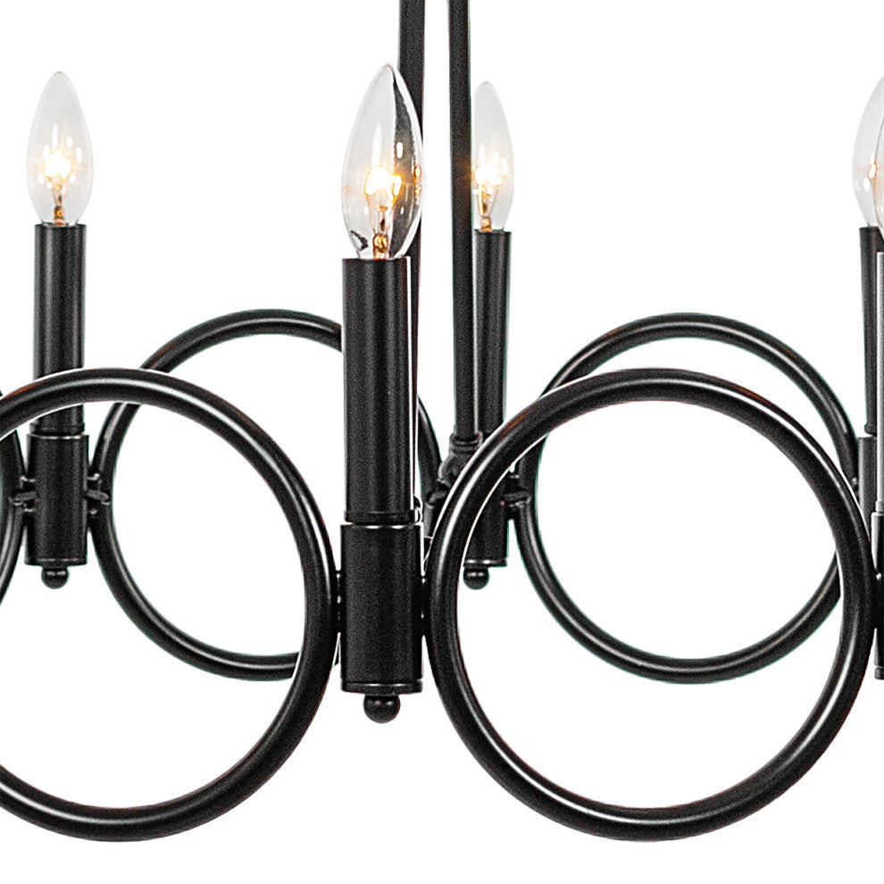 12 Light Wagon Wheel Candle Style Chandelier, Classic Black
