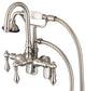 Vintage Classic Wall Mount Tub Faucet With Handshower, Brushed Nickel Finish Wit