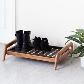 Single-Tier Natural Stand With 2-Pair Rubber Boot Tray Stevie and Paul