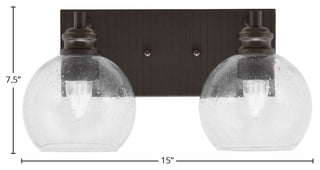 Edge 2-Light Bath Bar, Espresso Finish, 5.75" Clear Bubble Glass