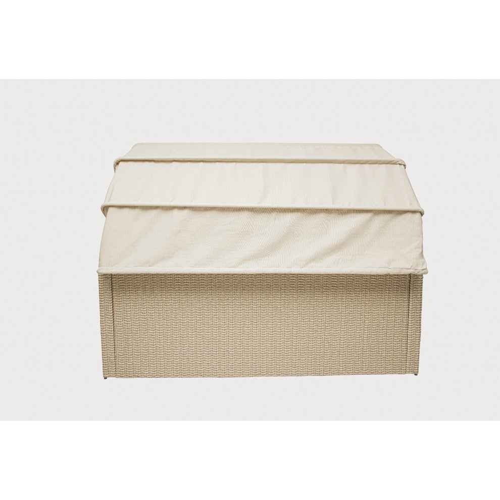 Outdoor Wicker Patio Sofa, Canopy and Ottoman Set