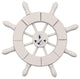 White Decorative Ship Wheel With Anchor 6'', Boat Steering Wheel Decoration
