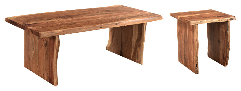Stafford 2-piece Live Edge Solid Wood Living Room Table Set
