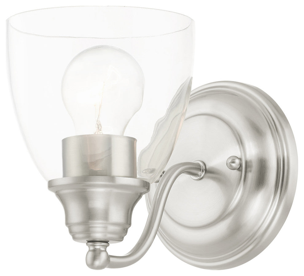 Brushed Nickel Transitional, Colonial, Vanity Sconce