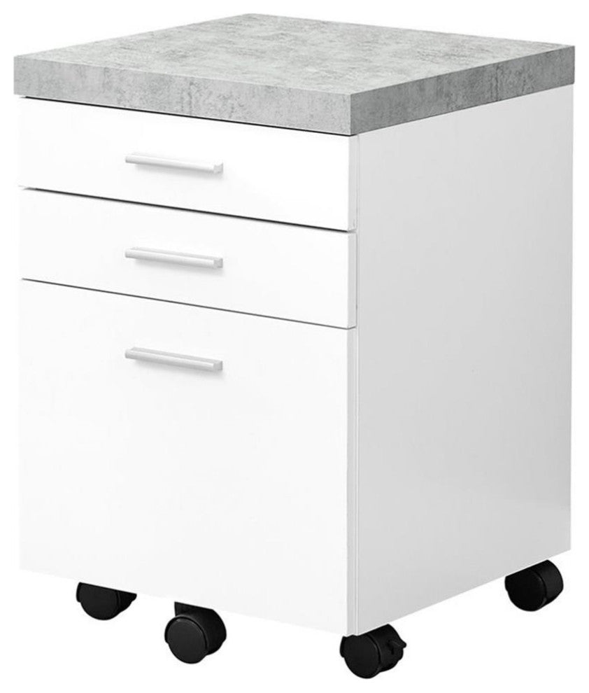 File Cabinet Rolling Mobile Printer Stand Office Work Laminate Grey