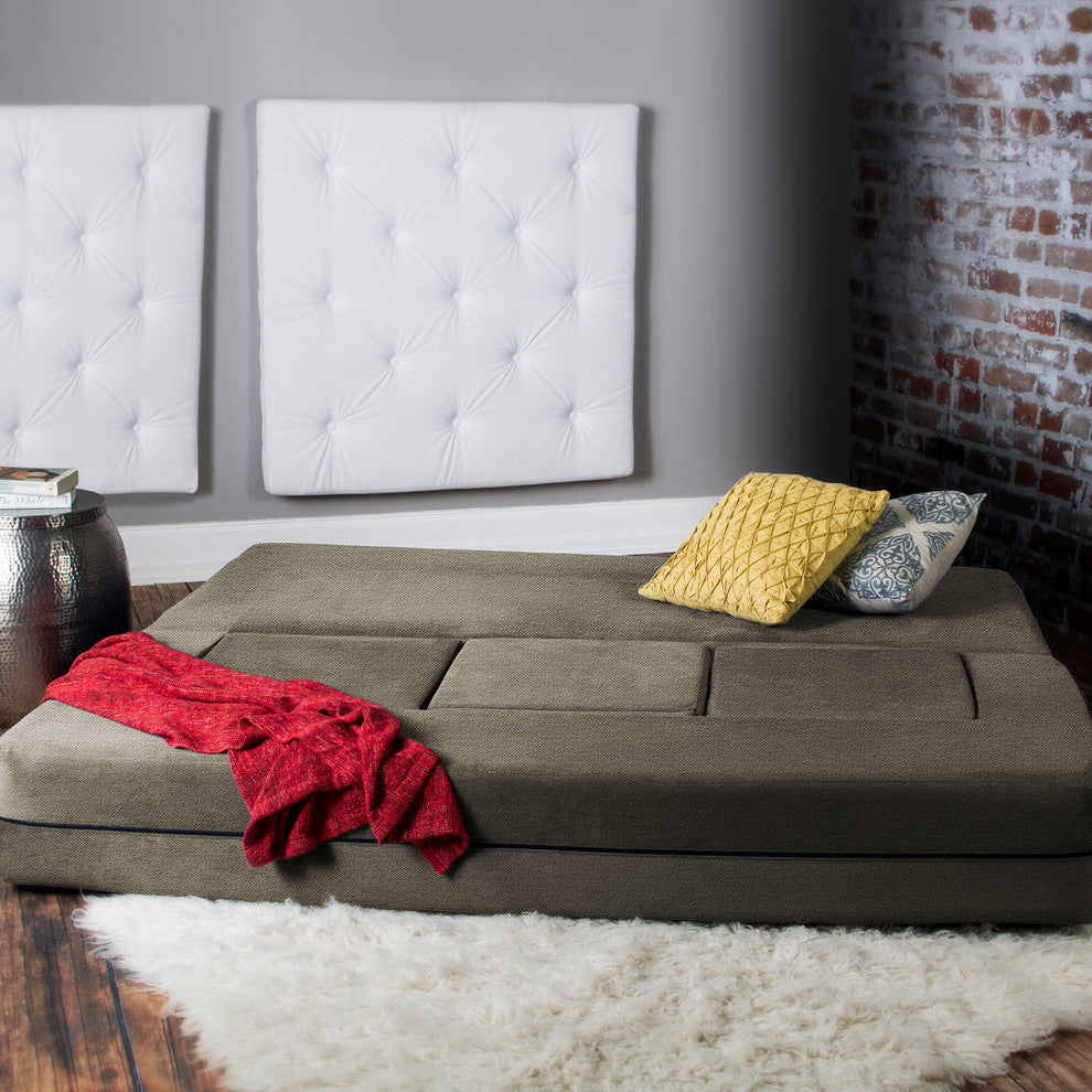 Zipline Convertible Sleeper Sofa With 3 Ottomans, 3-Piece Set, Mocha