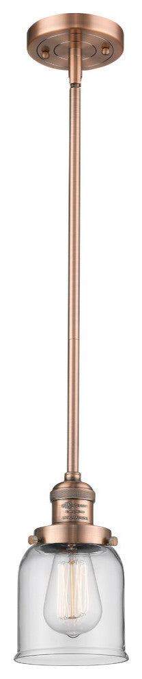 Small Bell 1-Light LED Pendant, Antique Copper, Glass: Clear