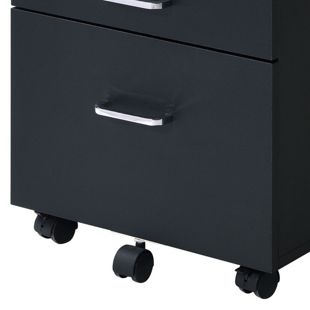 Benzara BM251194 Cabinet With 3 Drawers and Wheels, Black