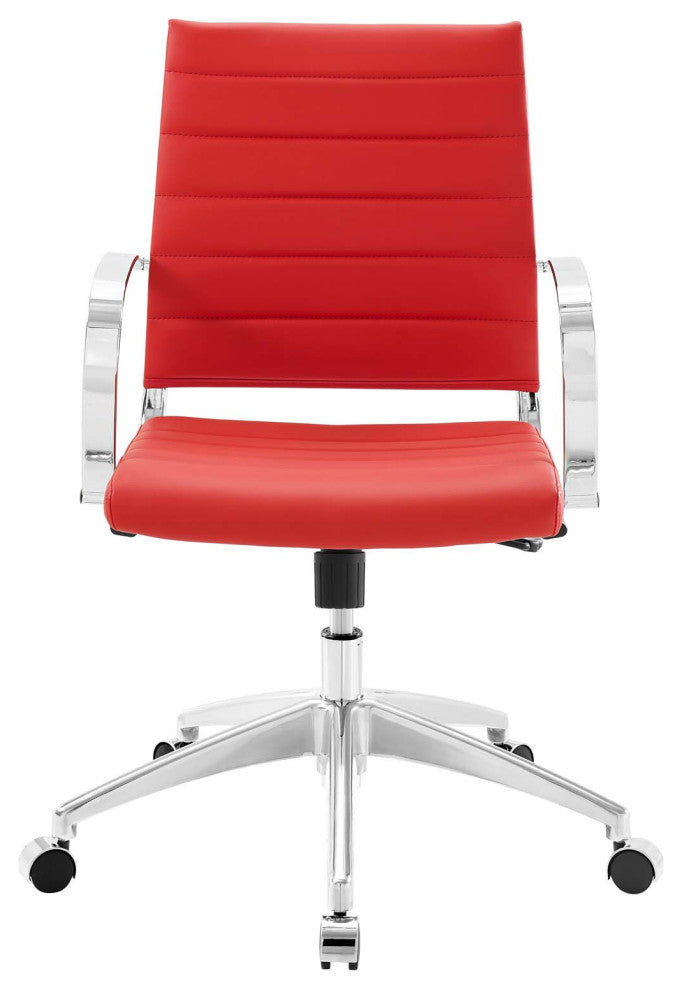 Computer Work Desk Chair, Faux Leather, Red, Modern, Home Business Office