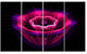 Abstract Magenta Fractal Flower, Floral Canvas Art print, 48"x28", 4 Panels