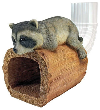 Raider the Raccoon Gutter Guardian Downspout Statue
