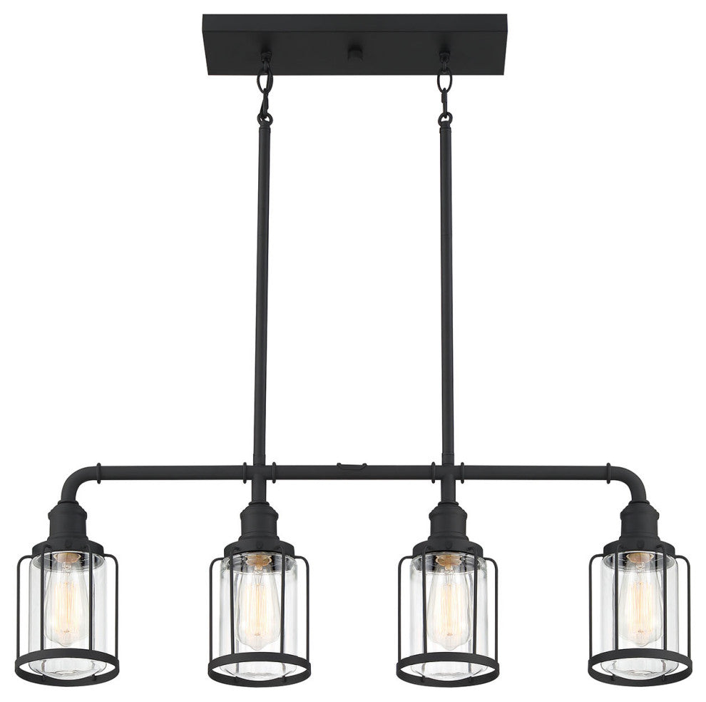 Quoizel LUD434 Ludlow 4 Light 34"W Linear Chandelier - Earth Black