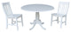 42" Round Top Pedestal Table with Chairs, White, 2 Chairs