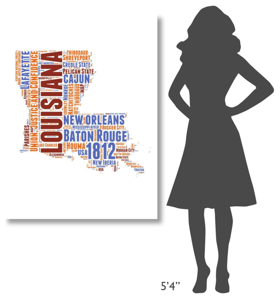 "Louisiana Word Cloud Map" Fine Art Print