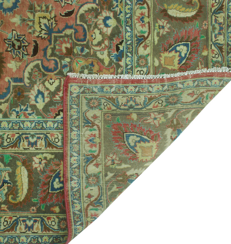 Fine Vintage Distressed Driss Rust/Beige Square Rug, 9'7 x 9'11