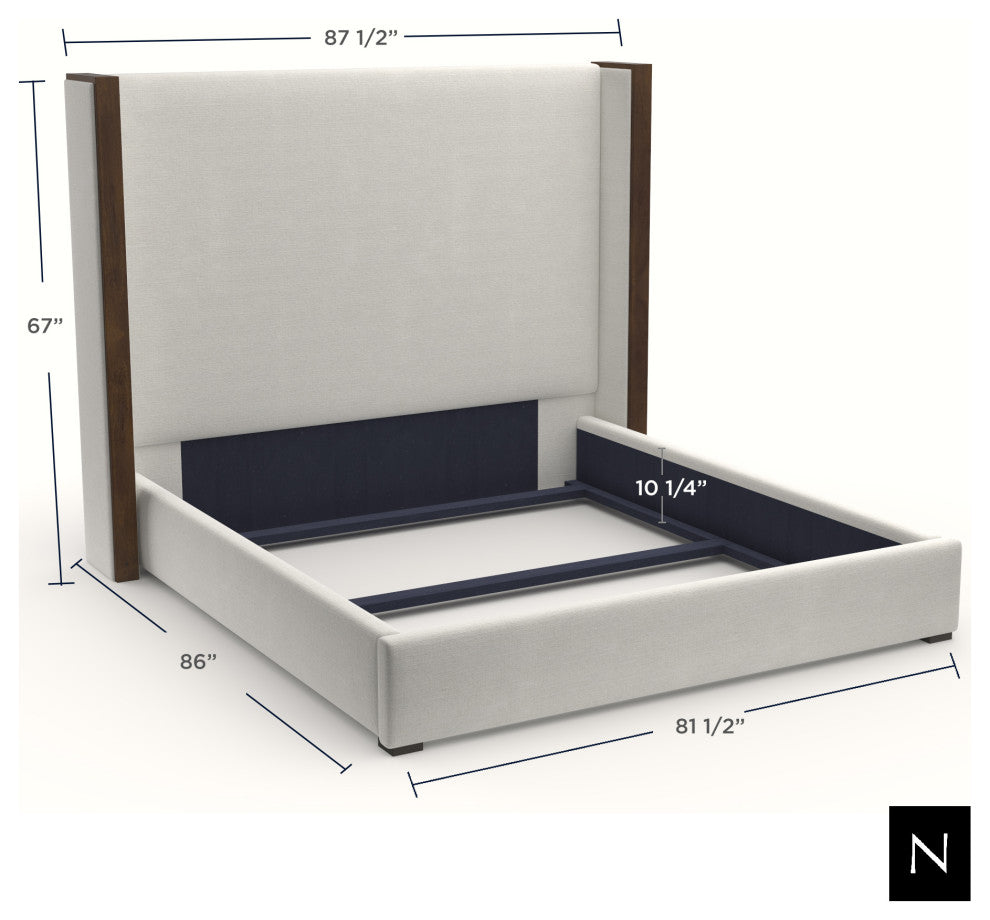 Nativa Interiors Irenne Box Tufted Bed, Off White, King, Medium 67"
