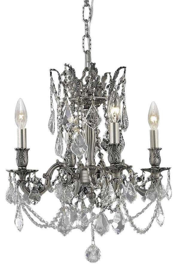 Elegant Rosalia Dining Room Light, Pewter Finish With Royal Cut Crystal