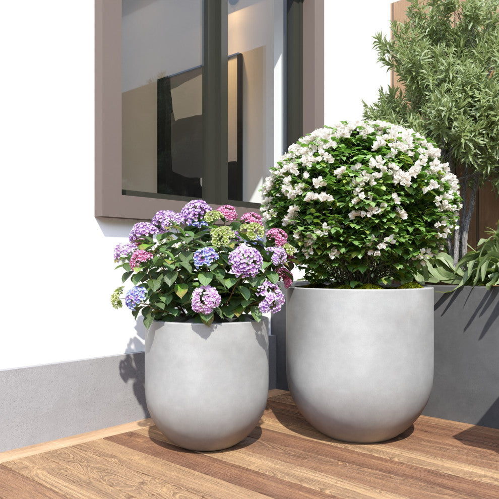 DTY Signature Mount Antero 1-piece Fiberstone Bullet Planter, Gray, Medium