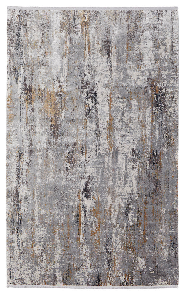 Weave & Wander Lindstra Gradient Watercolor Rug, Ivory/Gray, 6'6"x9'6"