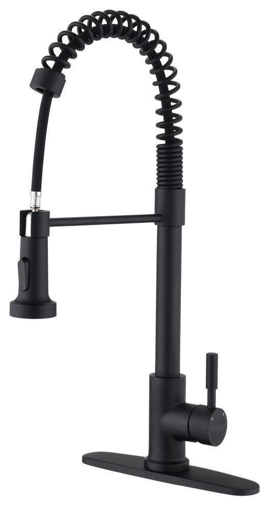 Givingtree Pull Down Sprayer Spring Kitchen Sink Faucet Matte Black