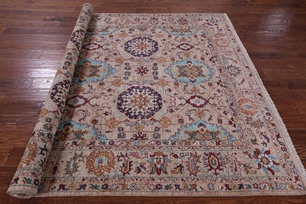 6' 9" X 9' 10" Hand Knotted Persian Tabriz Wool Rug Q10038
