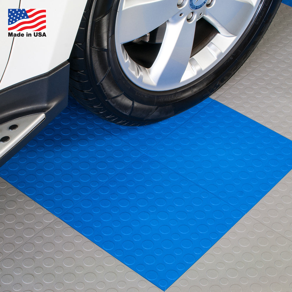 12"x12" Interlocking Garage Flooring Tiles, Coin Top, Set of 30, Royal Blue