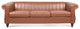 83" Faux leather Rolled Arm Sofa with Nailhead Trim, Brown, 83'' X 33''