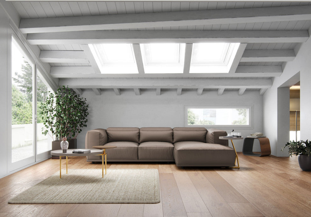 Thomas Sectional Sofa, Leather, Canela Leather, Right-Facing Chaise