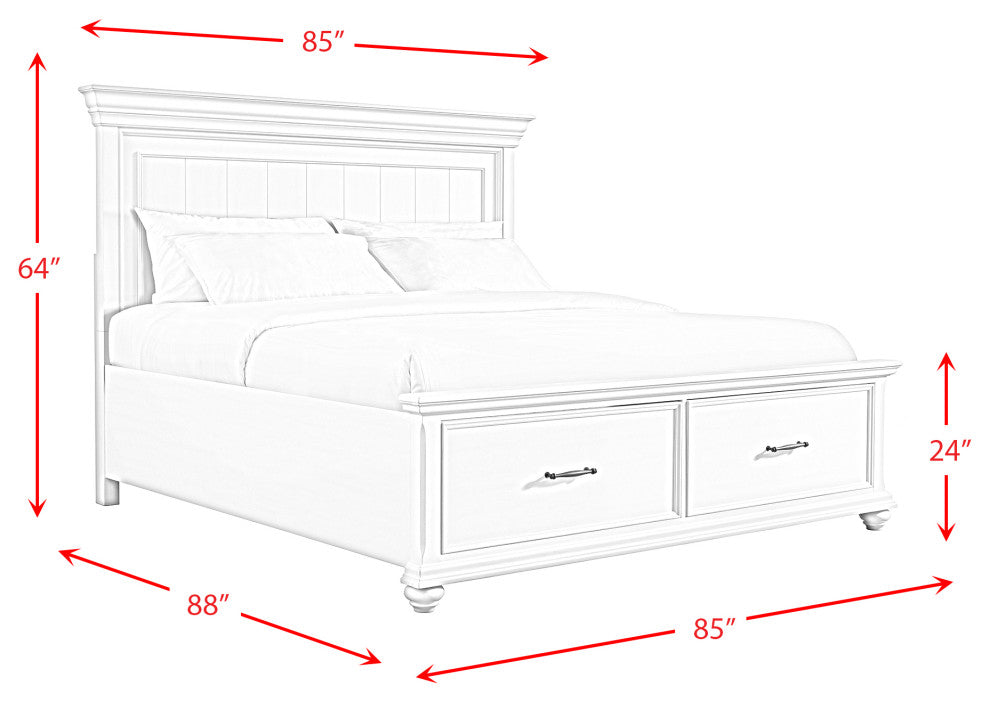 Picket House Furnishings Brooks Platform Storage 6PC Bedroom Set, Grey