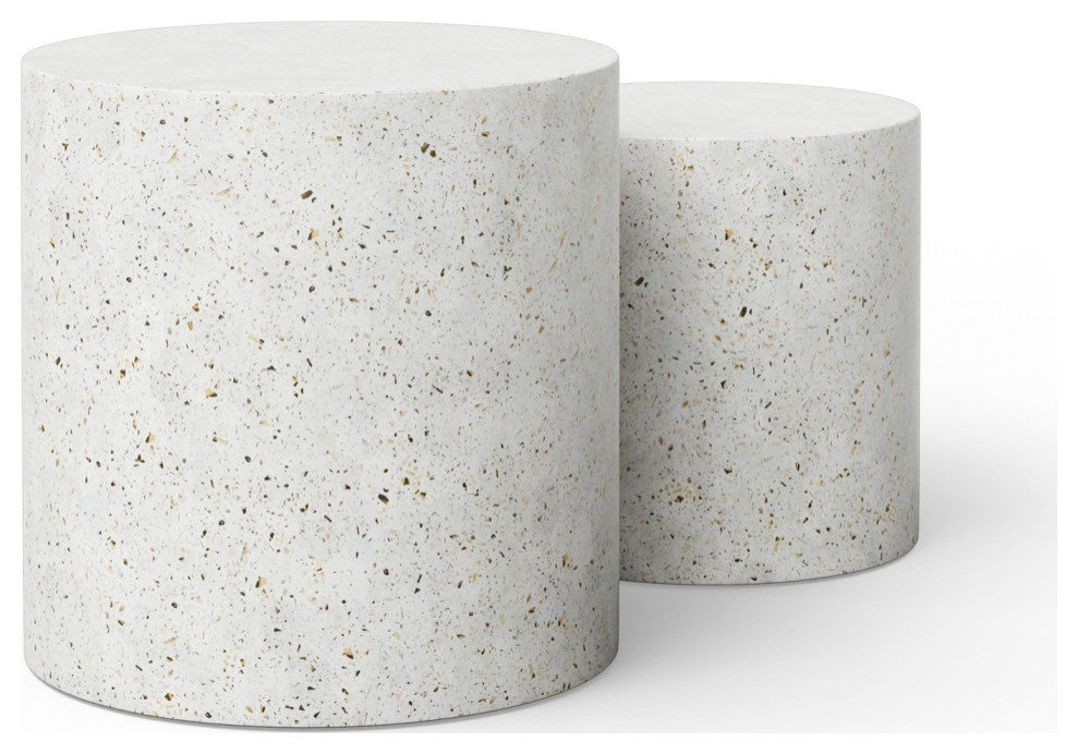 Mixx, Una Pedestal, 2-Piece Set, Ivory Terrazzo