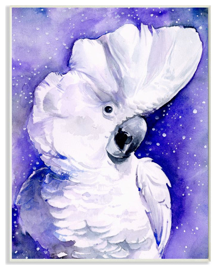 Space Bird Watercolor Animal Purple Painting, 13"x19"