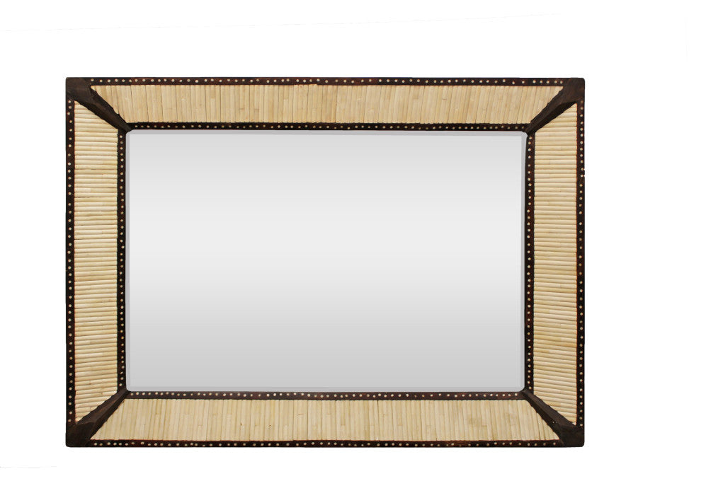 Orlando Vincent Metal Mirror with Bone Frame in Ivory